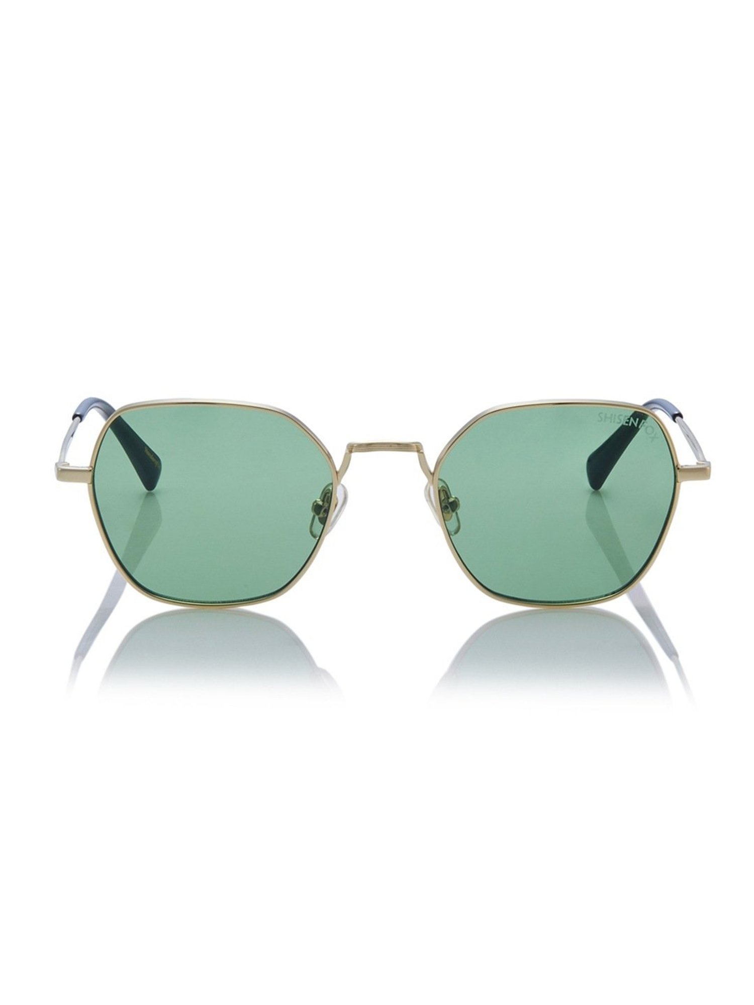 Shisen Fox Green Oval Unisex Sunglasses