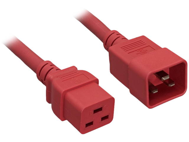 Nippon Labs 12 AWG C20 to C19 Universal Jumper Power Cord, IEC320 C19/C20 SJT 20A 250V 3 ft. - Red