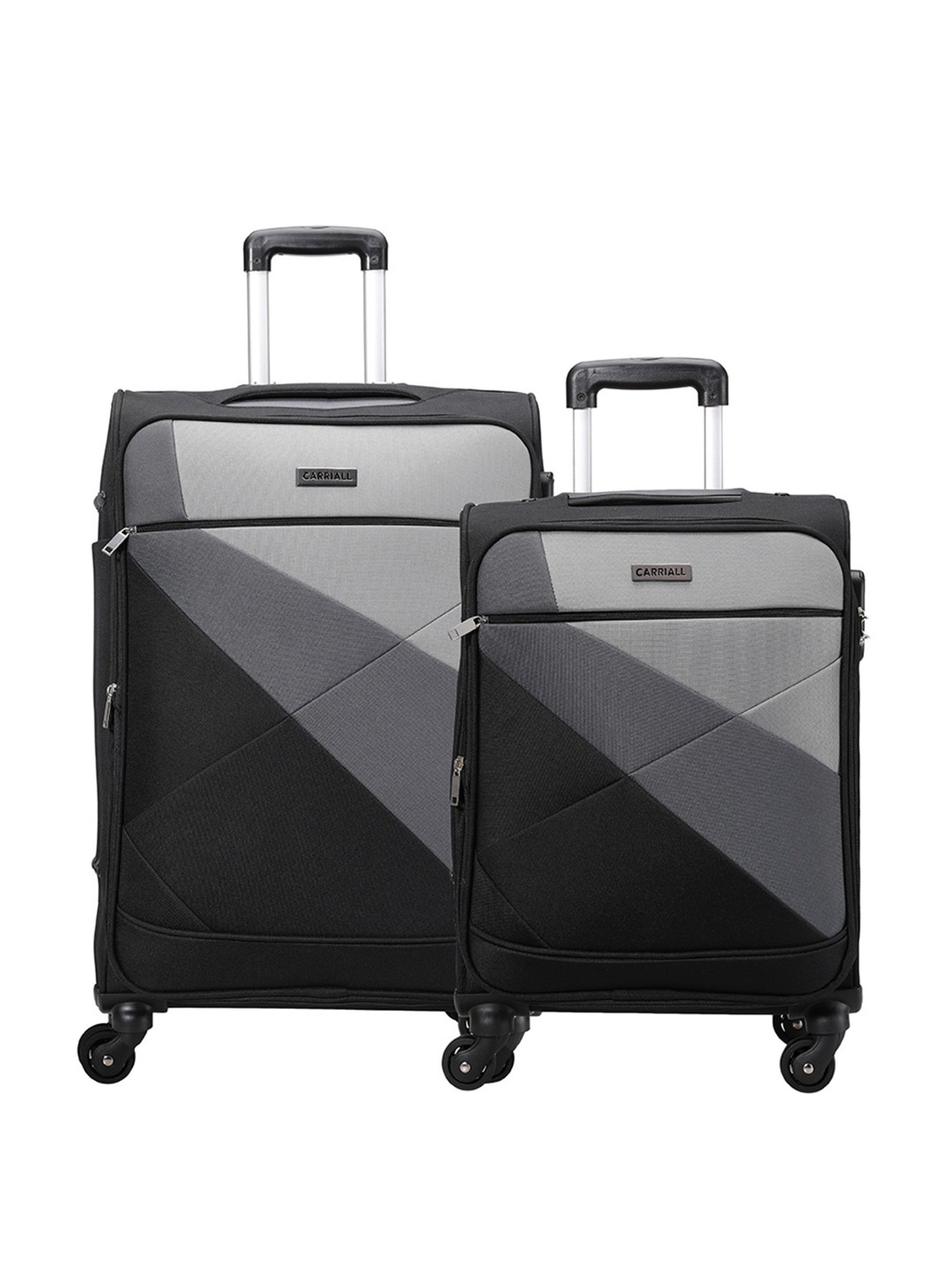 Carriall Black 4 Wheel Medium Soft Cabin Trolley Set of 2 - 68 cm