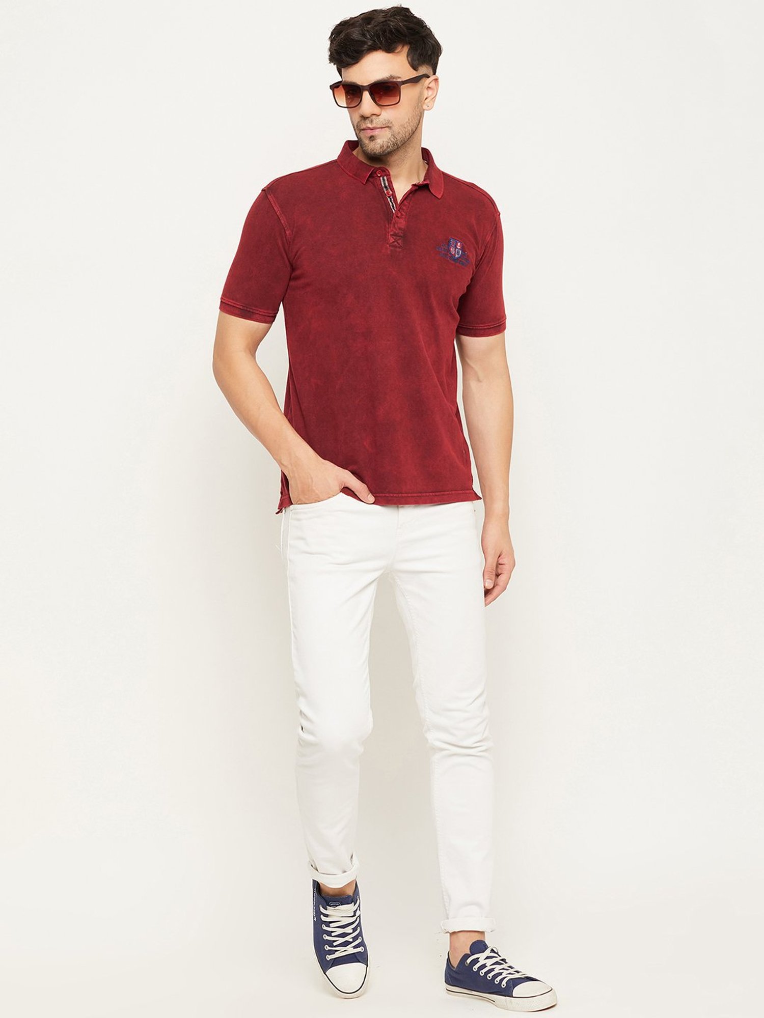 Club York Maroon Regular Fit Polo T-Shirt