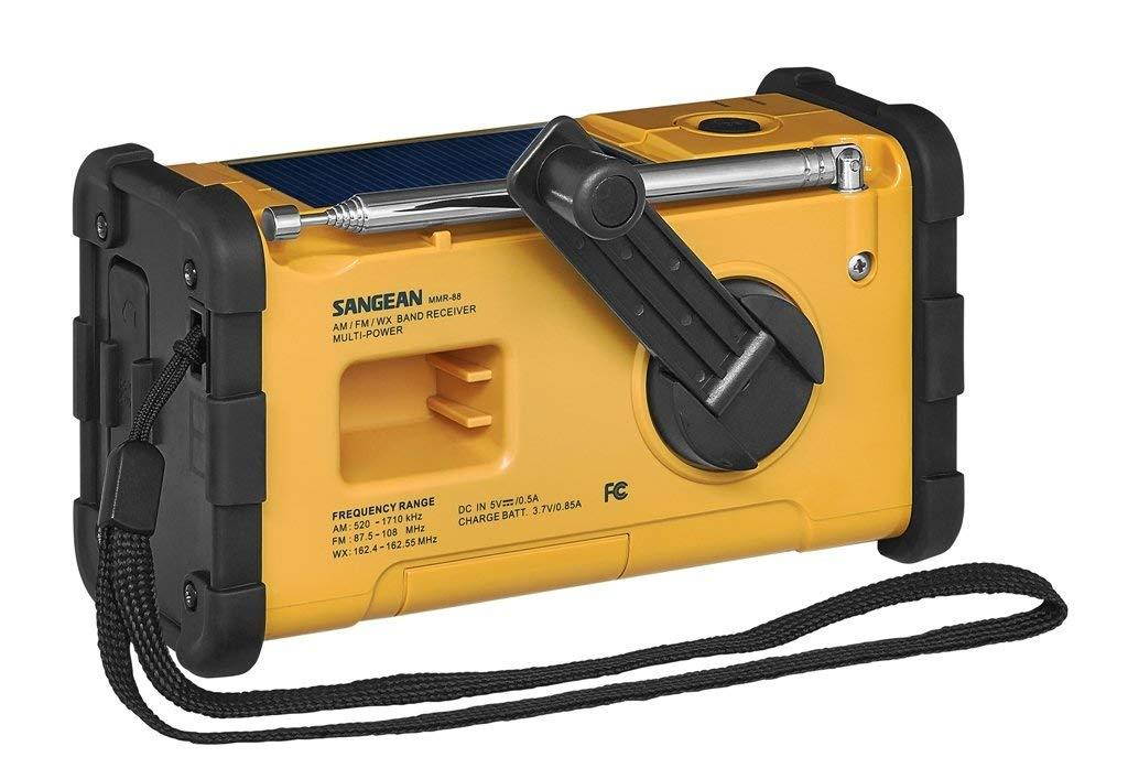 Sangean MMR-88 AM/FM/Weather+Alert Emergency Radio. Solar/Hand Crank/USB/Flashlight, Siren, Smartphone Charger