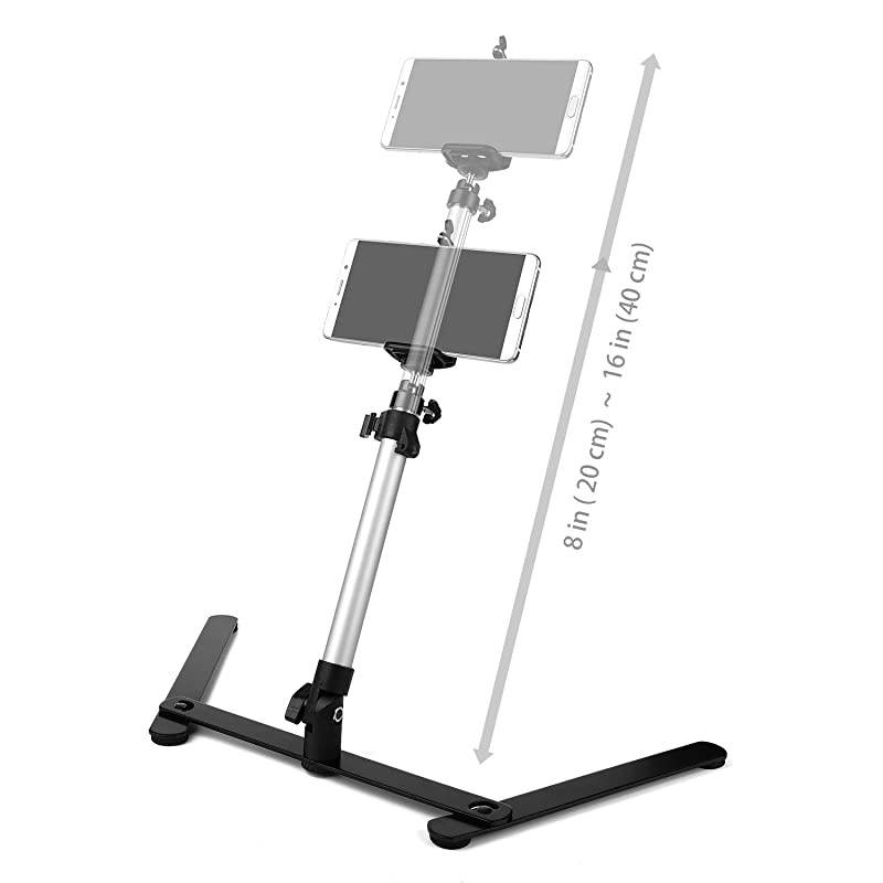Photo Copy Stand Pico Projector Stand with Phone Clamp Overhead Phone Mount Phone Stand Mini Tripod Adjustable Tabletop Monopod Stand Compatible with SmartPhone