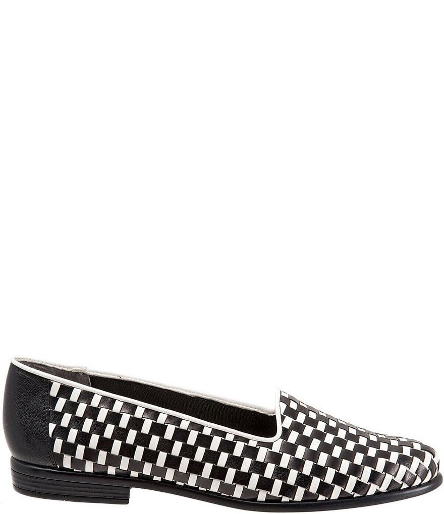 Trotters Liz Woven Leather And Patent Slip-On Loafers