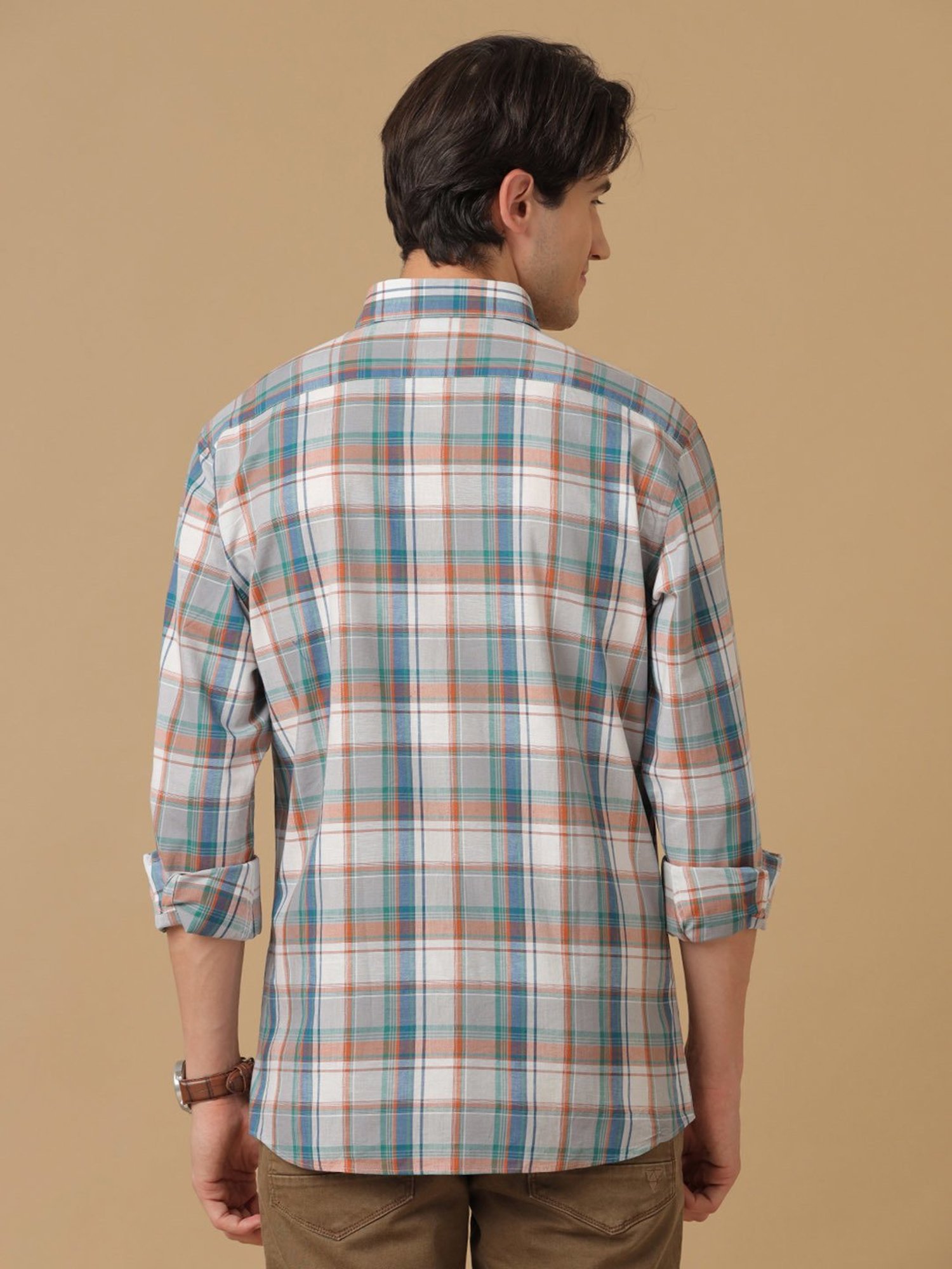 CAVALLO by Linen Club Multicolor Contemporary Fit Check Shirt