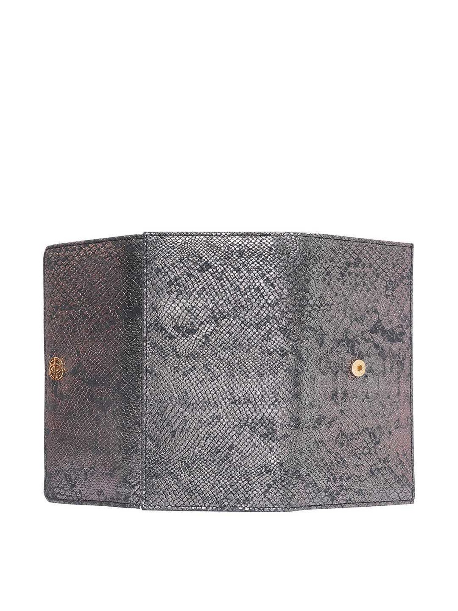 Eske Grey Textured Tri-Fold Wallet for Women