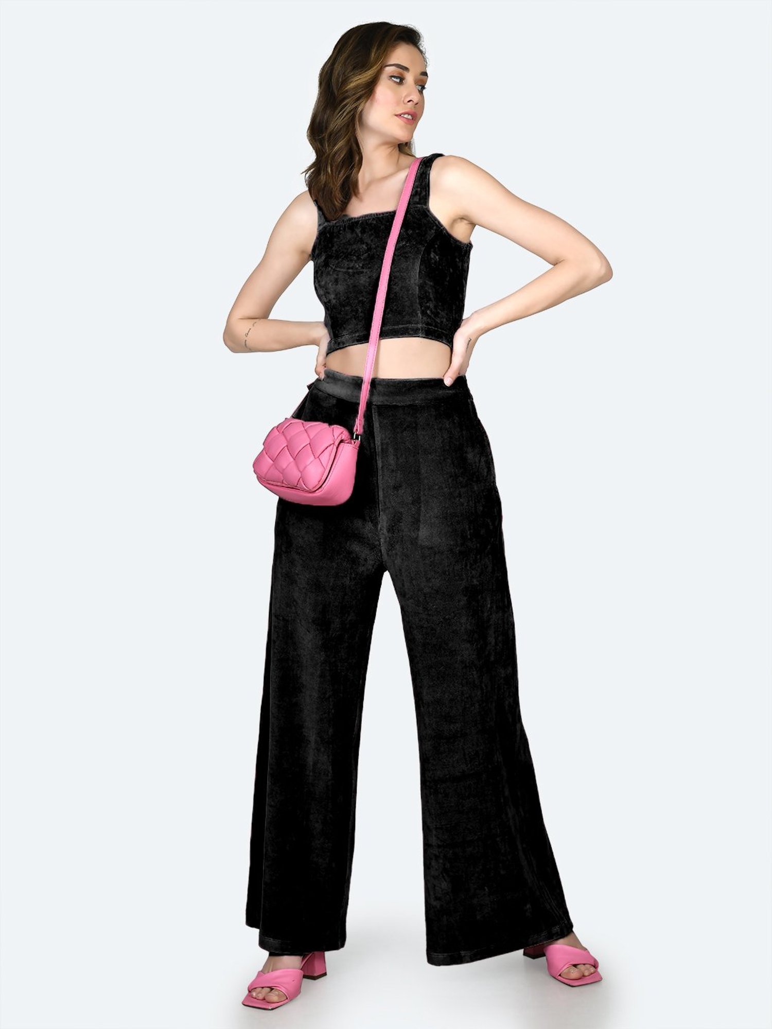 Zink London Black Regular Fit Crop Top