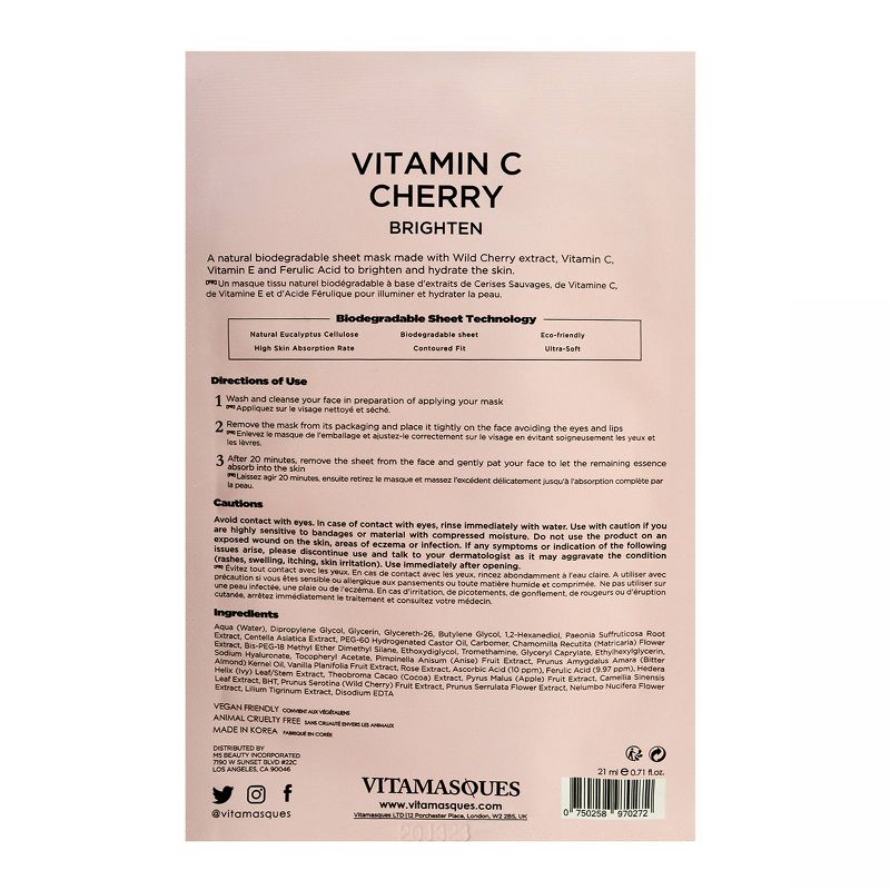 Vitamasques Vitamin C Cherry Sheet Mask - 0.71 fl oz