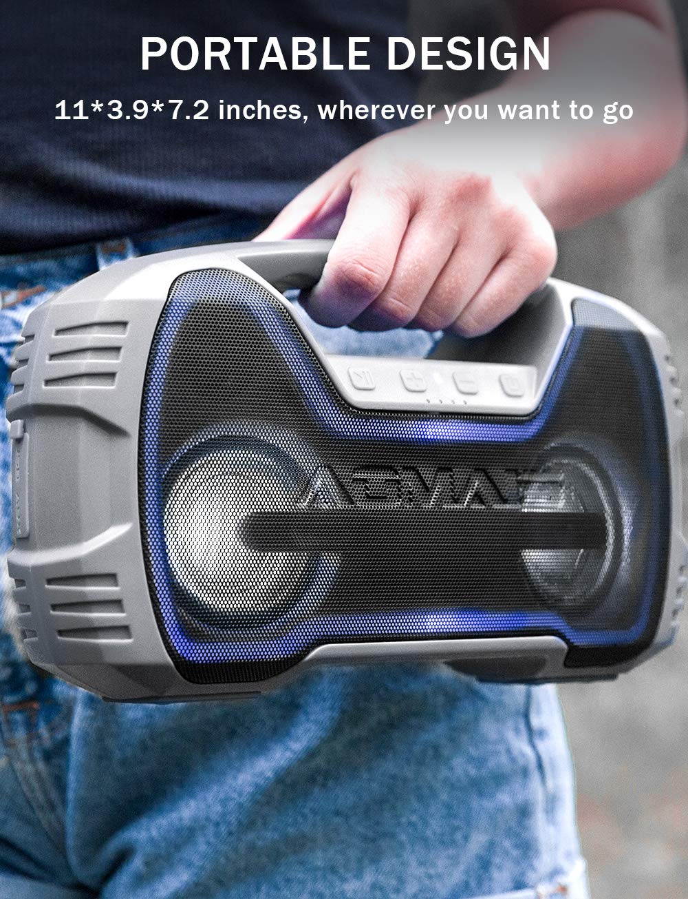 AOMAIS 25W Bluetooth Speakers with HD Stereo Sound & Deep Bass, Portable Outdoor Wireless Stereo Pairing Speaker, IPX7 Waterproof, Built-in Mic, 100ft Bluetooth Range for Party, Camping, Travel-Black