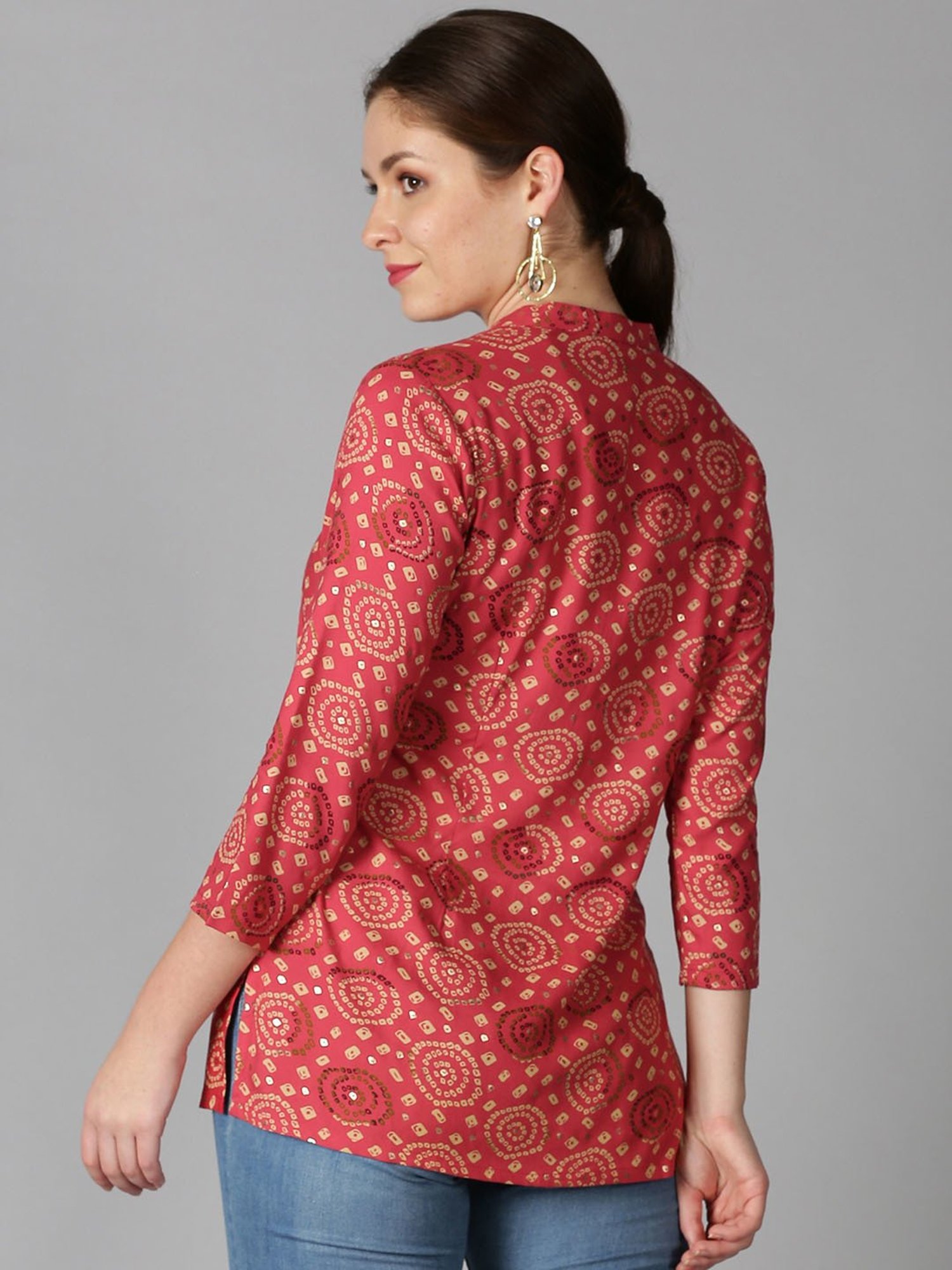 Saffron Threads Red Printed Shirt