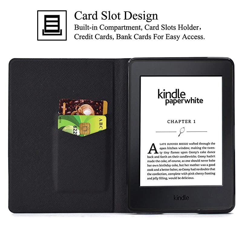 Kindle Paperwhite Case PU Leather Card Slots Cover with Auto WakeSleep Smart Folio Soft TPU Case for  Kindle Paperwhite Fits All 2012 2013 2015 and 2016 Versions Color Sand