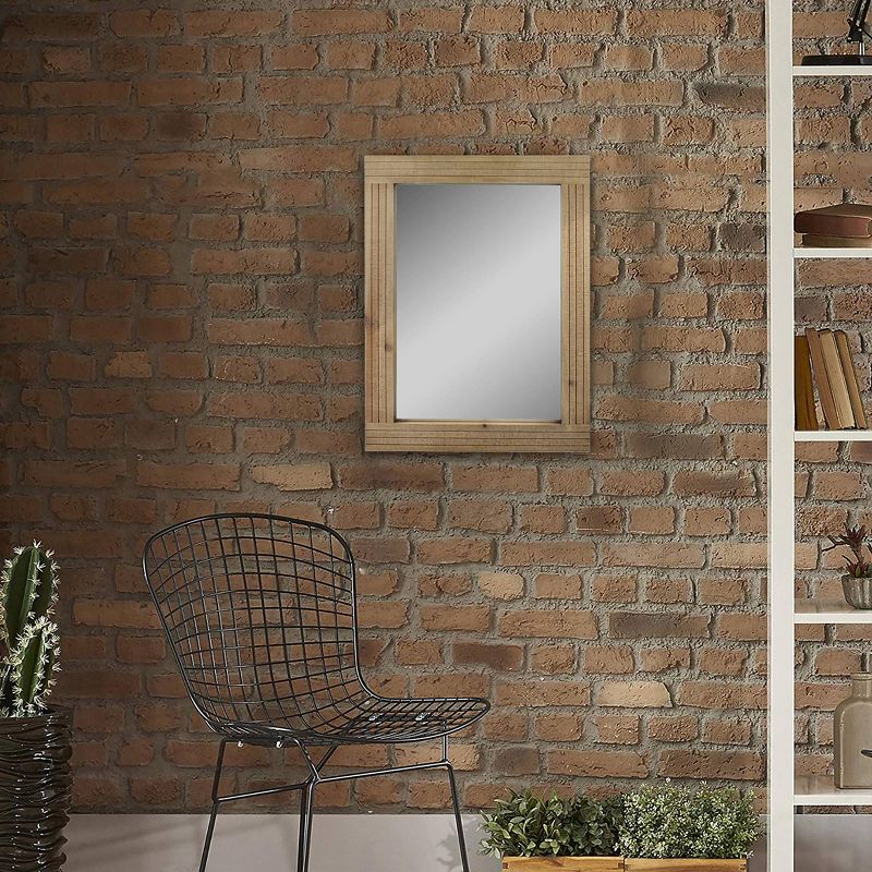 24" x 18" Rectangle Worn Wood Wall Mirror Brown - Stonebriar Collection