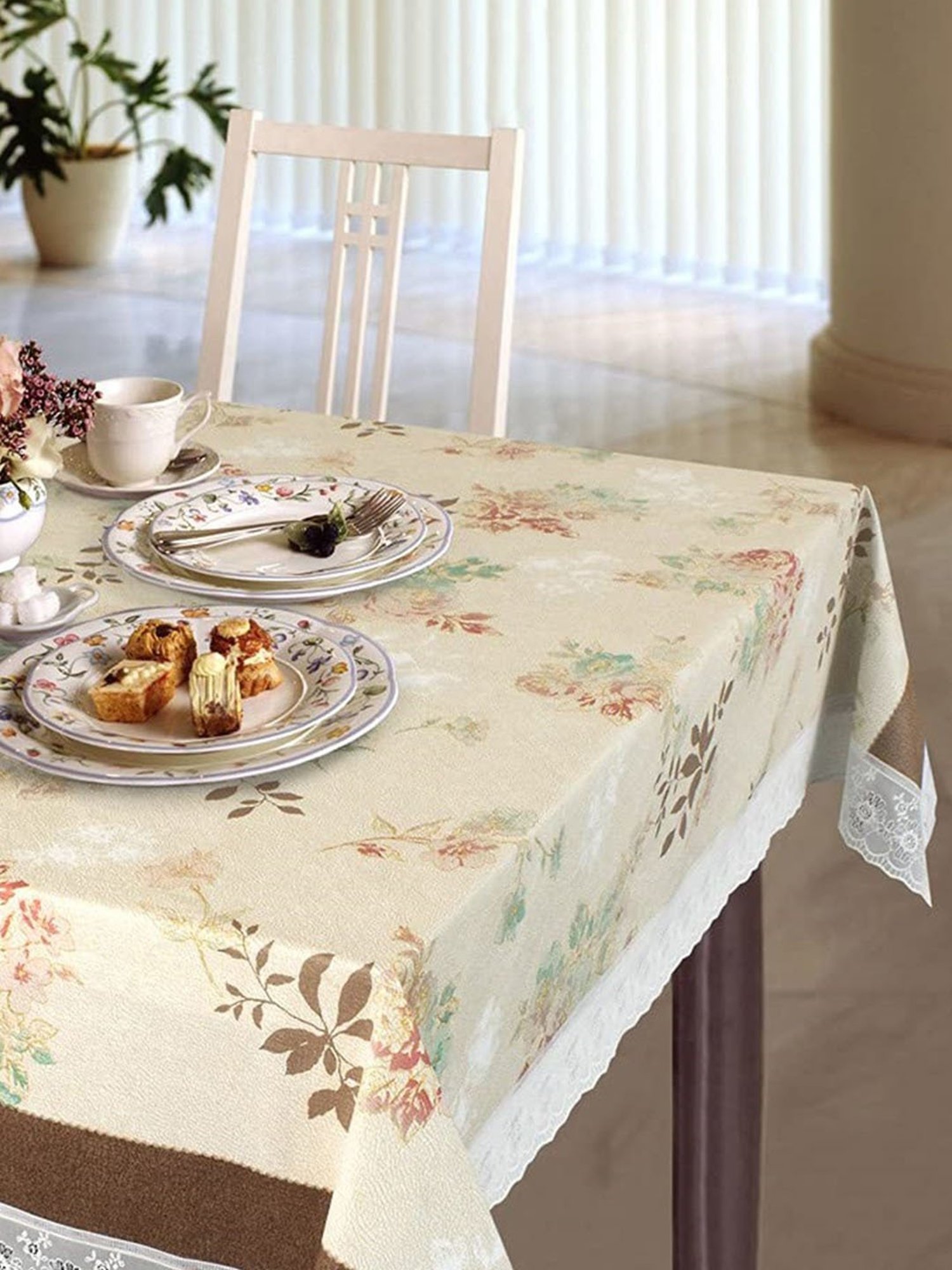 Freelance Floral Brown PVC Set of 1 Table Cloth