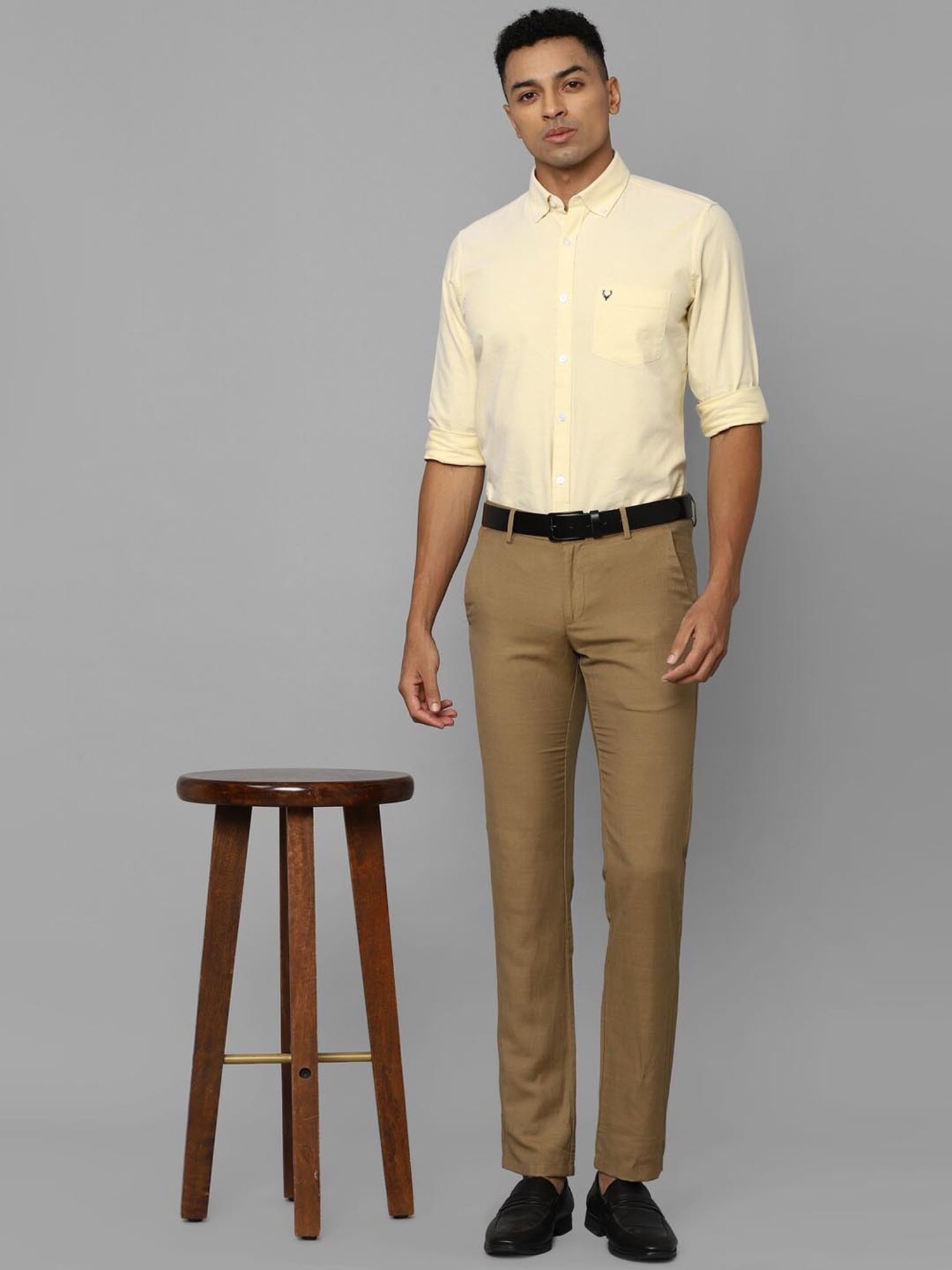 Allen Solly Brown Slim Fit Trousers