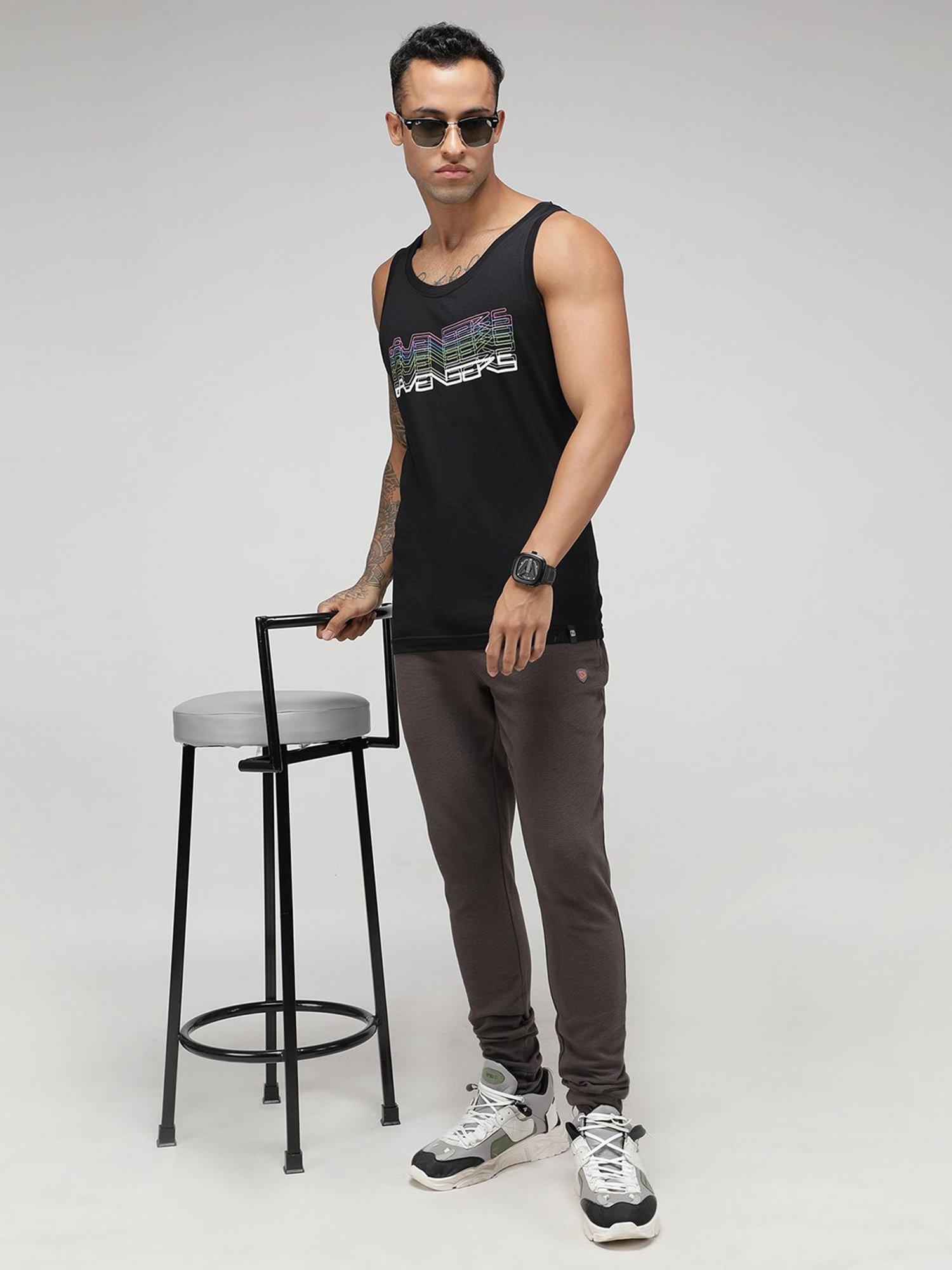 Zoiro Black Regular Fit Graphic Print Vest