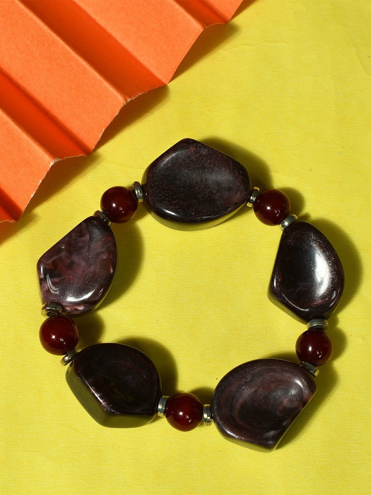 IMLI STREET Metallic Artificial Stone Stretchable Bracelet for Women