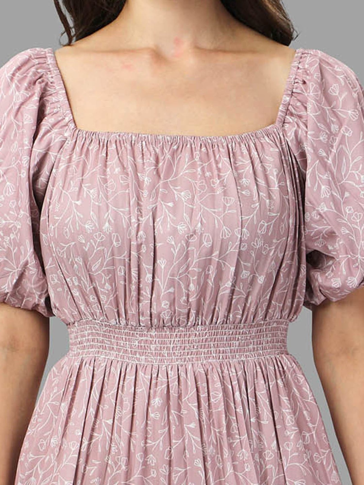 MASAKALI.CO Dusty Pink Printed Fit & Flare Dress