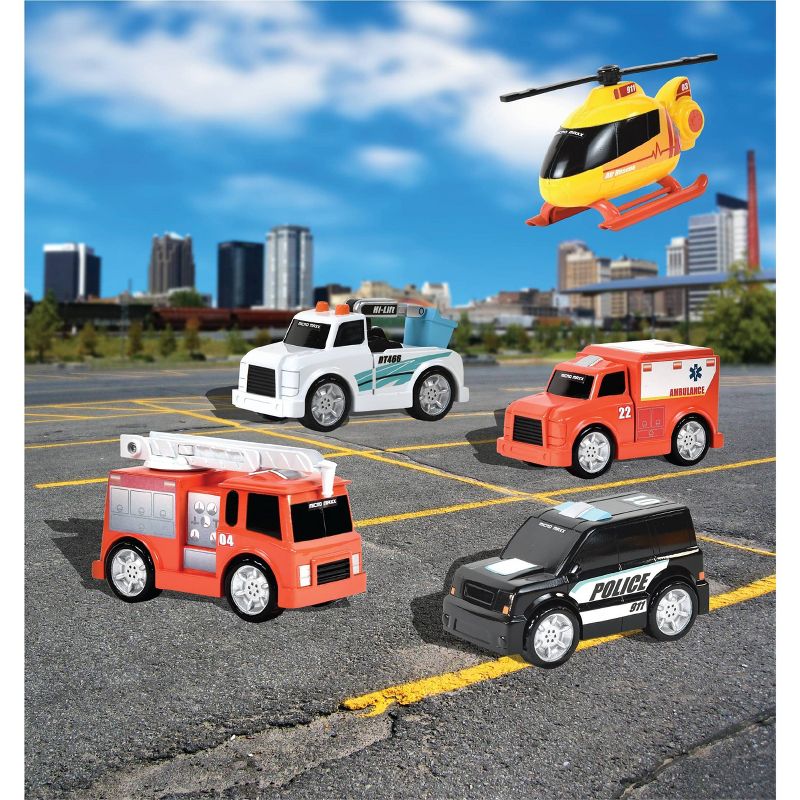 Maxx Action Deluxe Vehicles - Mini Construction and Rescue with Play Mat - 10 pk