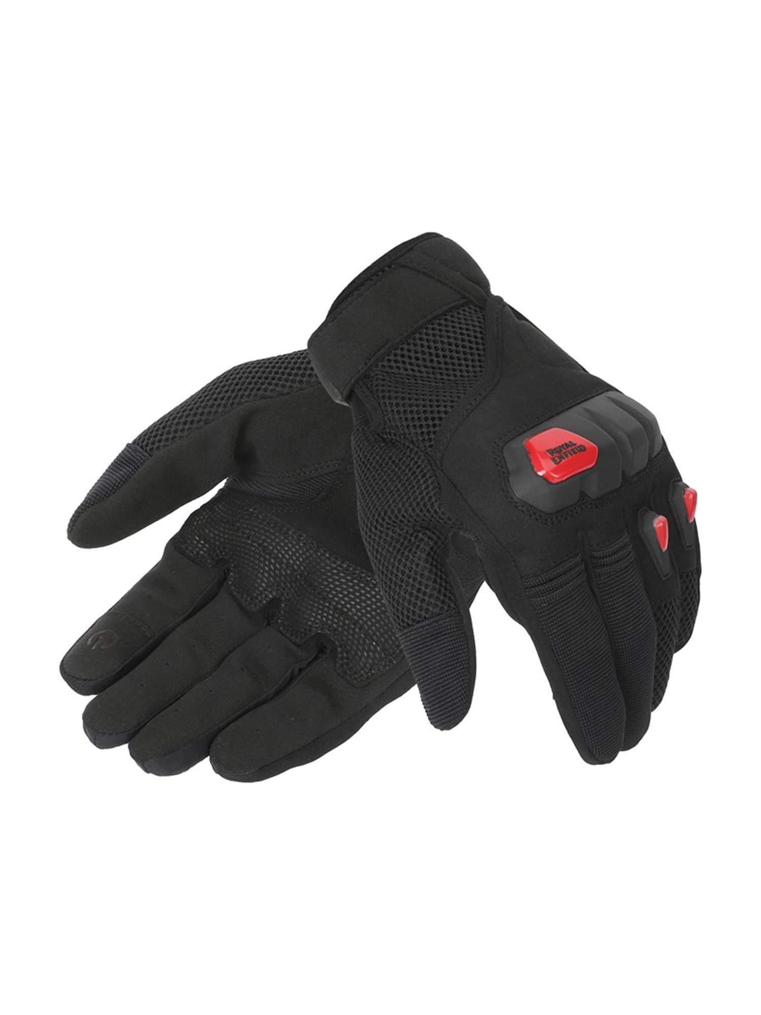 Royal Enfield Black Textured Rambler V3 Riding Gloves - L