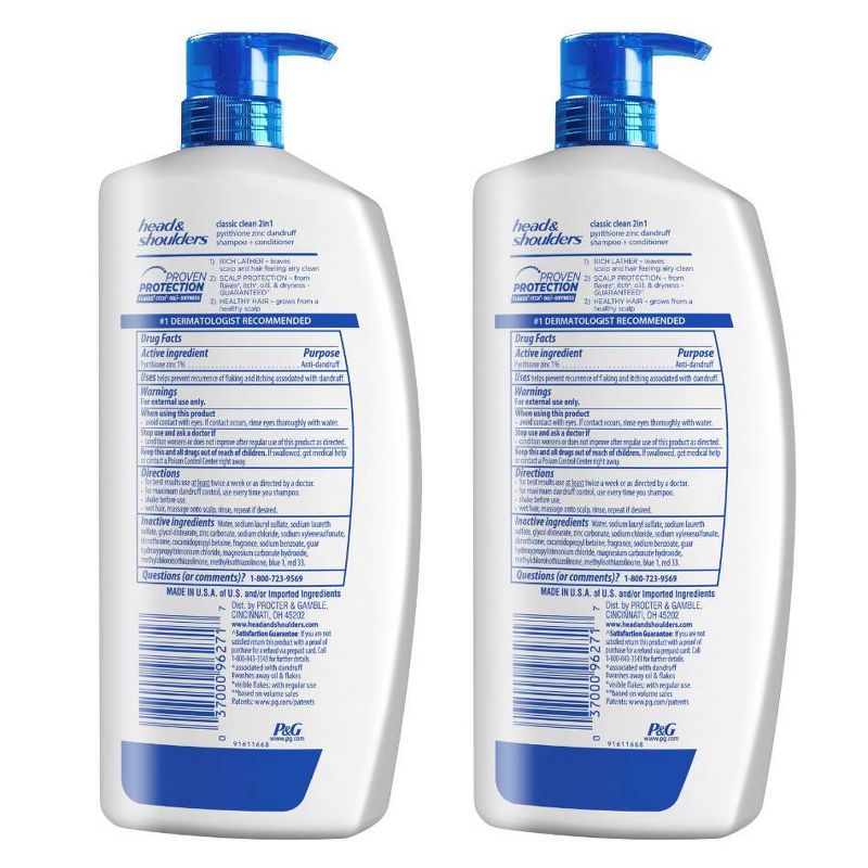 Head and Shoulders Classic Clean Anti-Dandruff 2-in-1 Paraben Free Shampoo and Conditioner - 32.1 fl oz Twin Pack