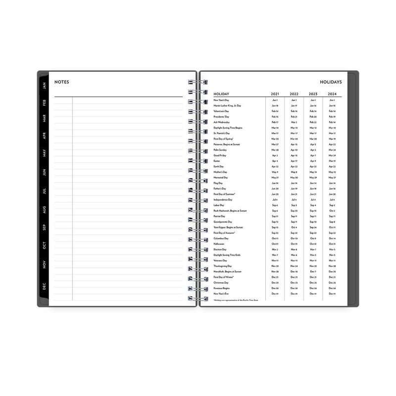 2021 Planner 5" x 8" Plastic Daily/Monthly Wirebound Charcoal - Blue Sky