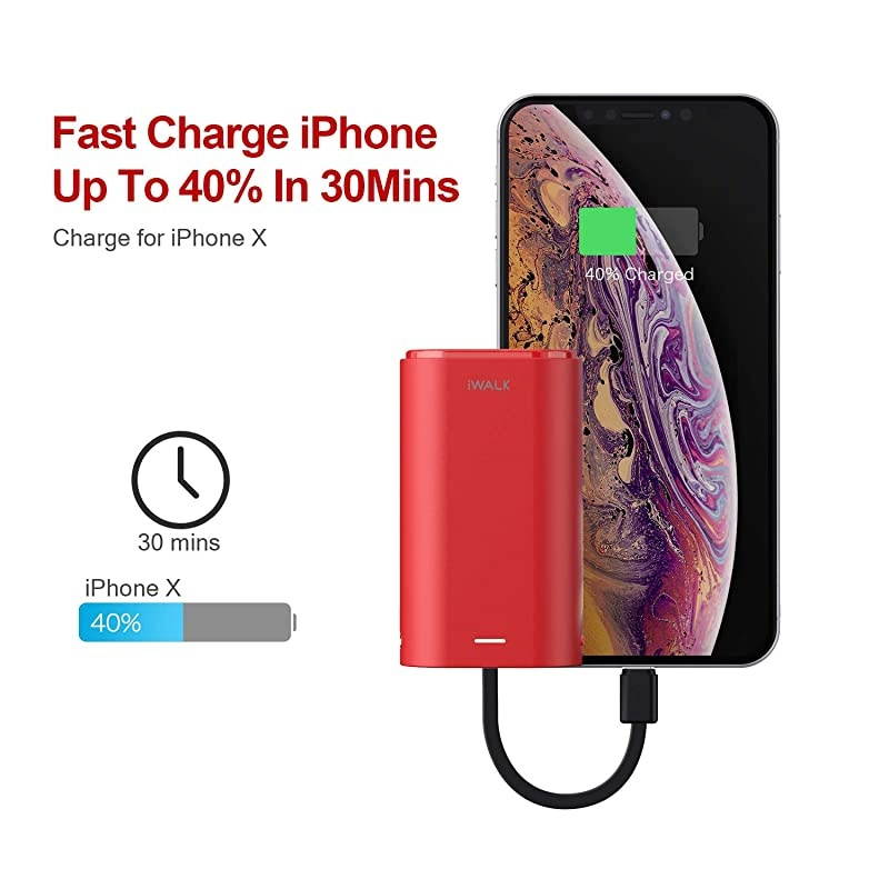 Portable Charger 9000mAh Ultra-Compact Power Bank with Built-in Cable, External Battery Pack Compatible with iPhone 12/12 Mini/12 Pro/SE 2020/11/11 Pro/11 Pro Max/XR/XS/X/8/8 Plus/7/7Plus/6/iPad