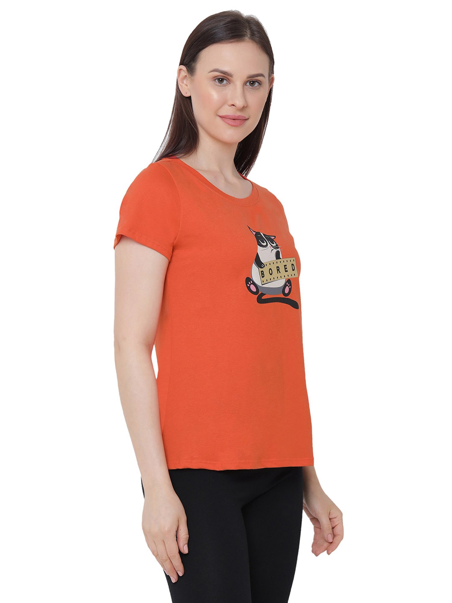 Soie  Orange Printed T-Shirt