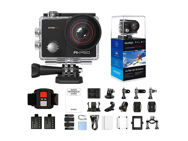 AKASO EK7000 Pro 4K Action Camera with Touch Screen EIS Adjustable View Angle 40m Waterproof Camera Remote Control Sports Camera with Helmet Accessories Kit