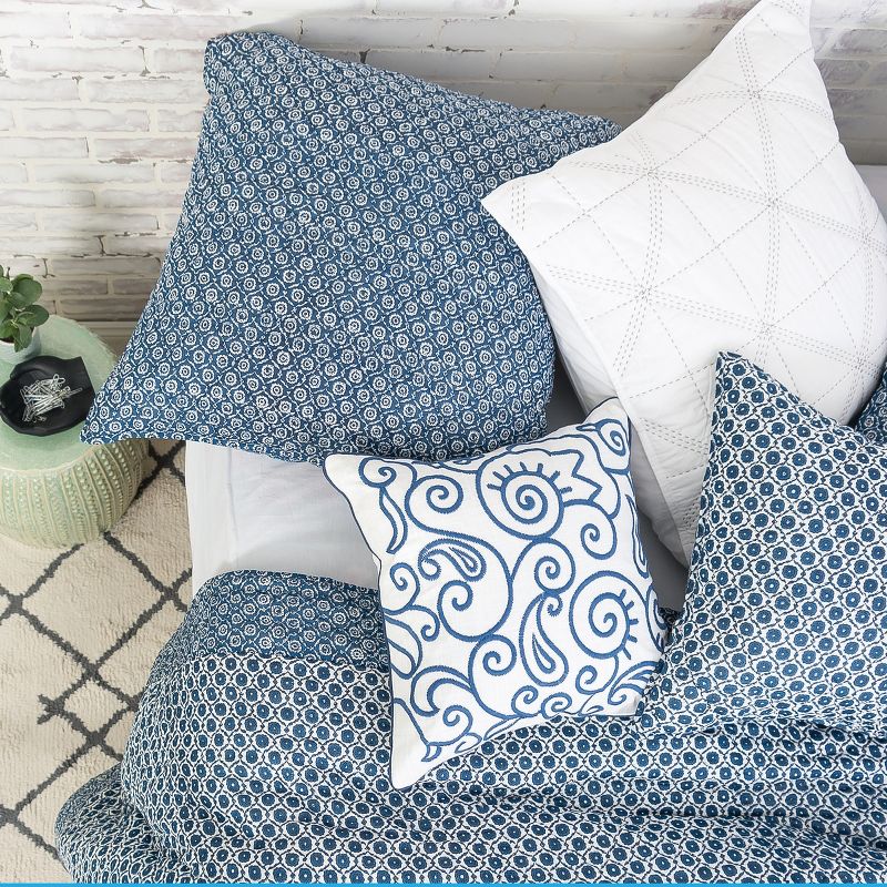 carol & frank 18" x 18" Indigo Swirl Embroidered Throw Pillow