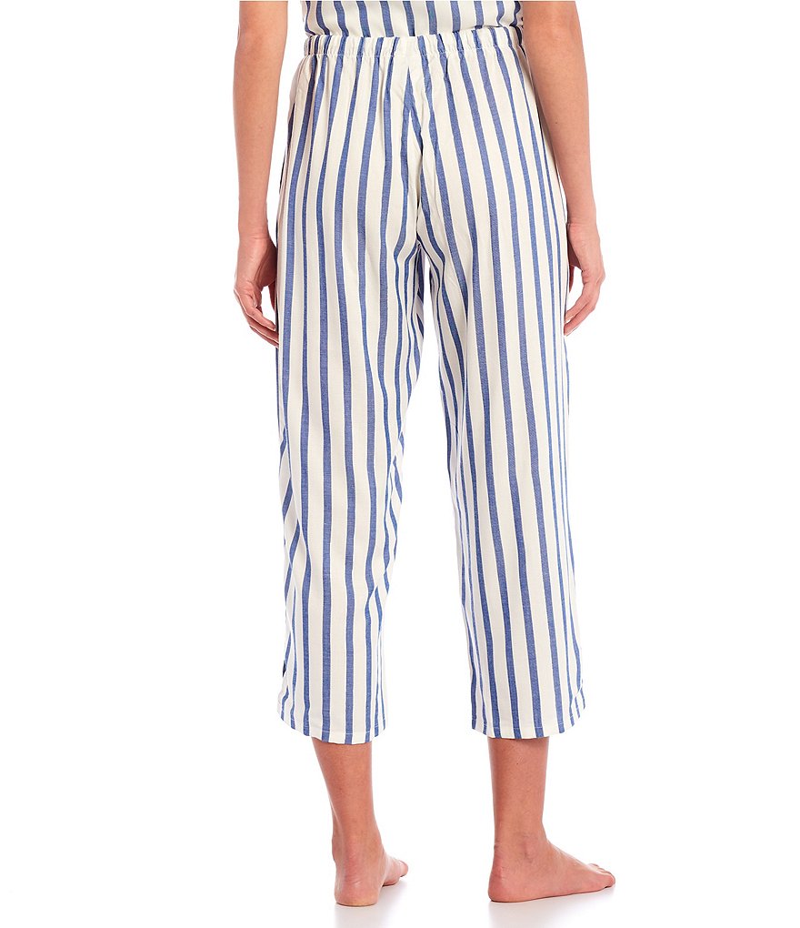 Nottibianche Yarn Dye Lurex Striped Woven Coordinating Cropped Sleep Pants