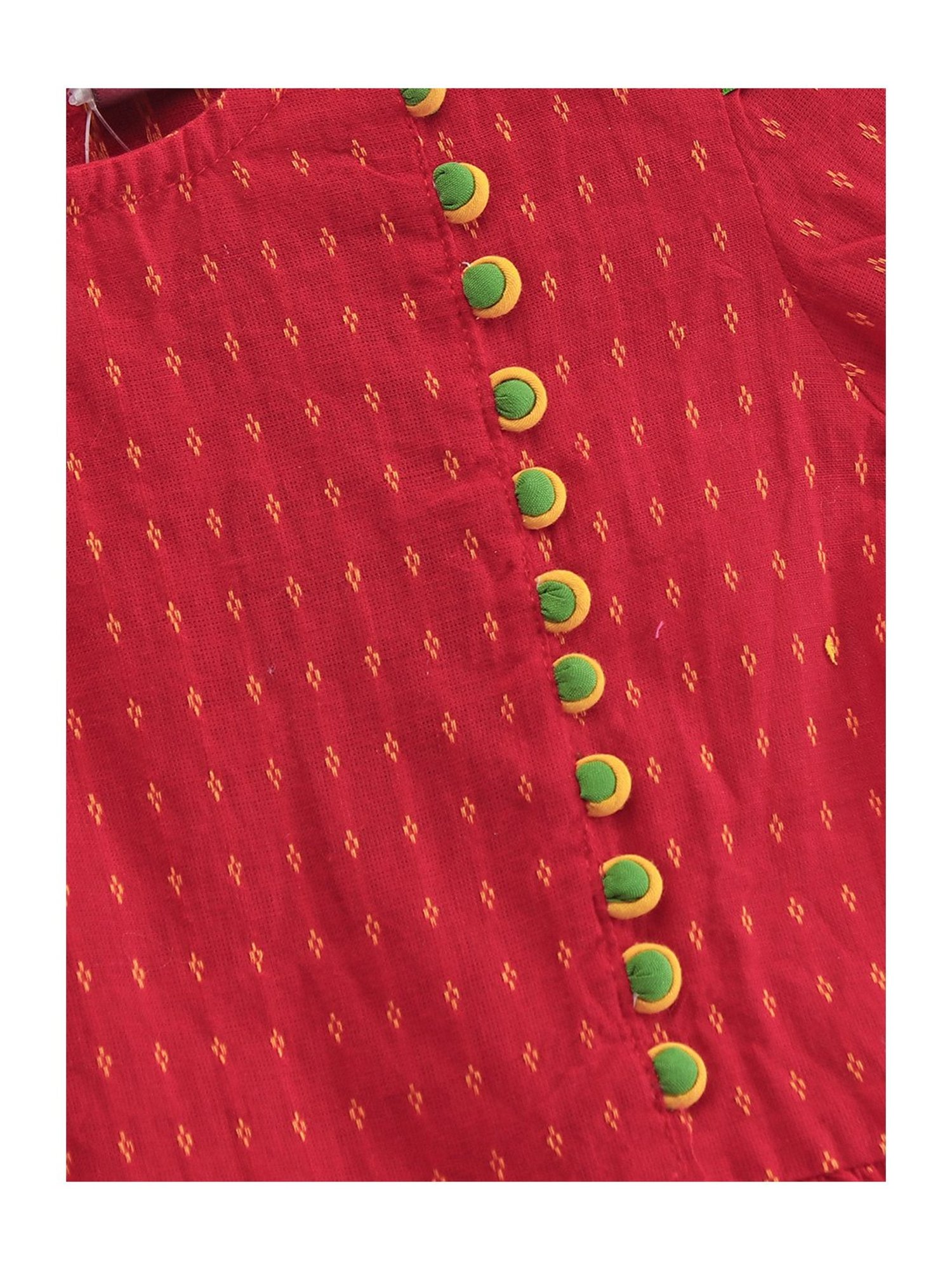 TWISHA Kids Red & Yellow Self Design Top with Dhoti