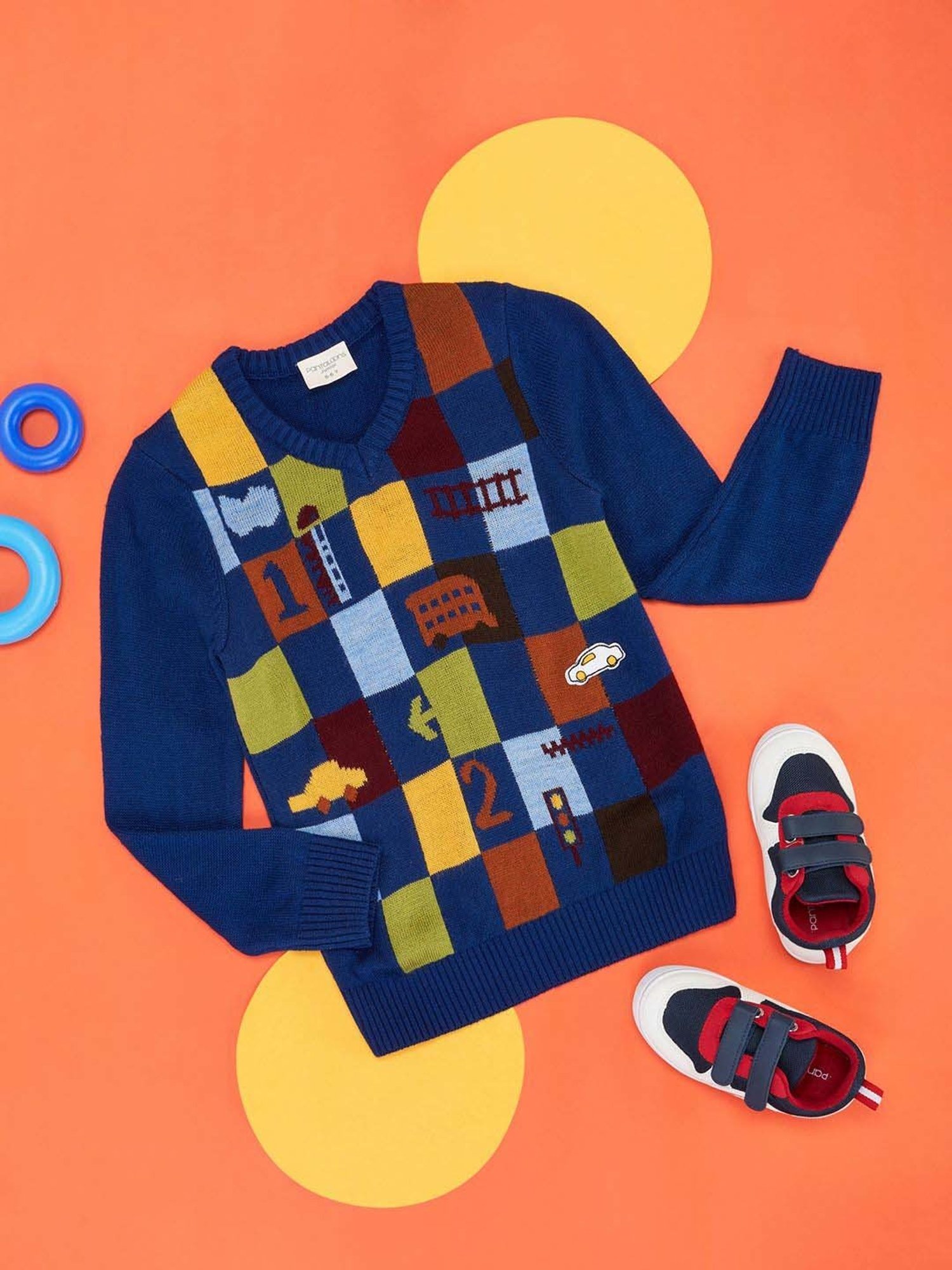 U.S. Polo Assn. Kids Black Self Design Sweater