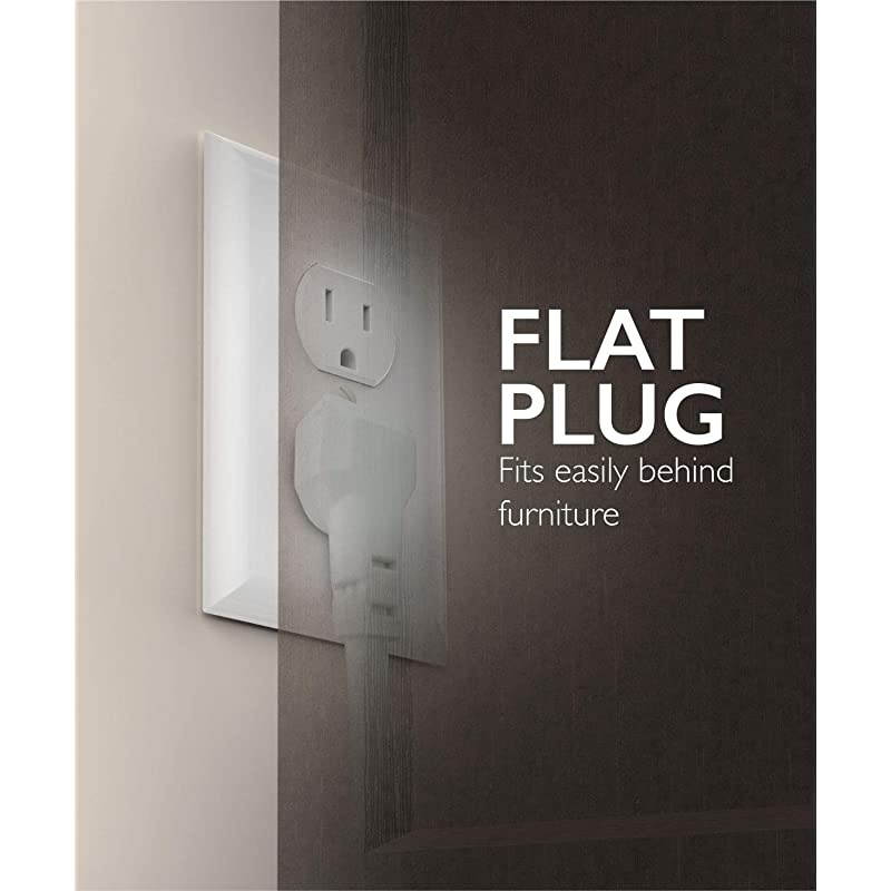 Surge Protector Power Strip Flat Plug, 4-Outlet Splitter Extender 1875 Watt 490 Joules, 3FT Extension Cord Wall Mount with 3 Prong - ETL Listed