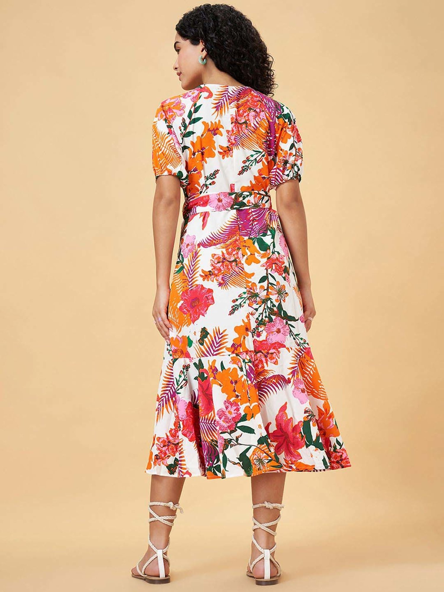 YU by Pantaloons White Cotton Printed A-Line Dress