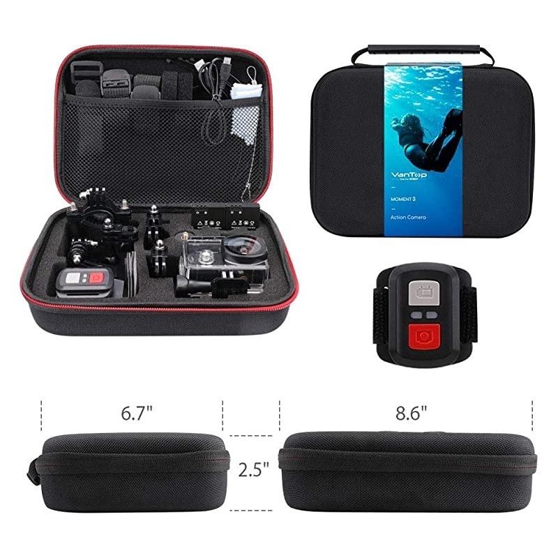 Moment 3 4K Action Camera w Gopro Compatible Carrying Case Remote Control 16MP Sony Sensor 30M Waterproof Camera w Gopro Compatible Accessories 2 Batteries 170&deg; Ultra Wide Angle