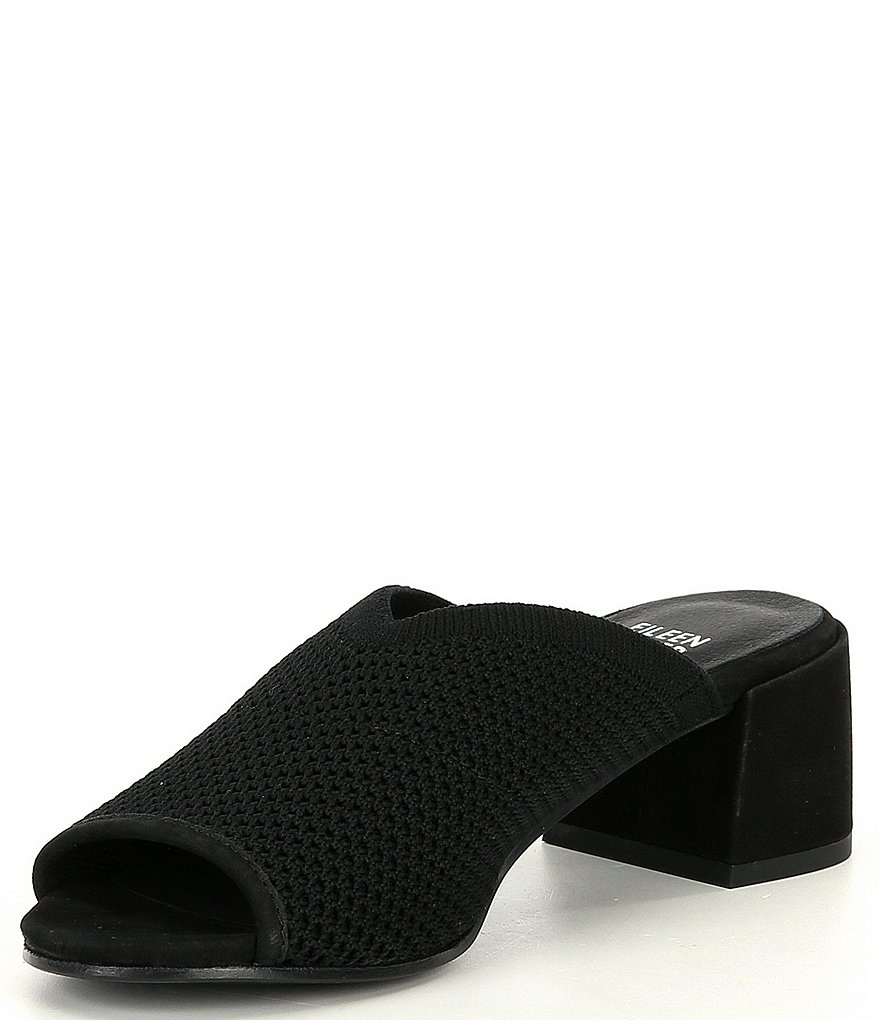 Eileen Fisher Fave Stretch Fabric Block Heel Mules