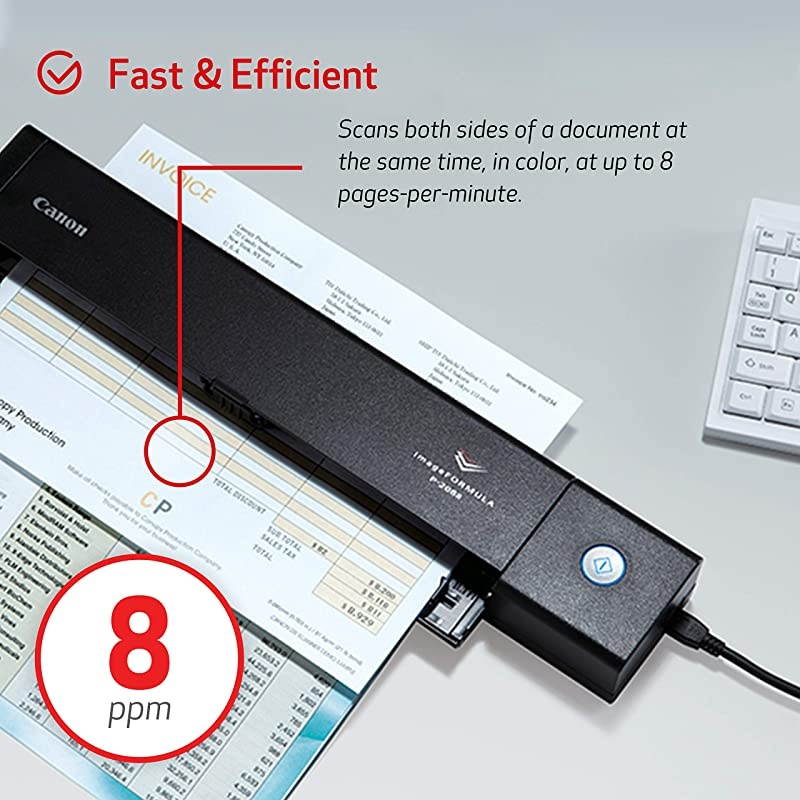P208II ImageFORMULA Personal Document Scanner Black