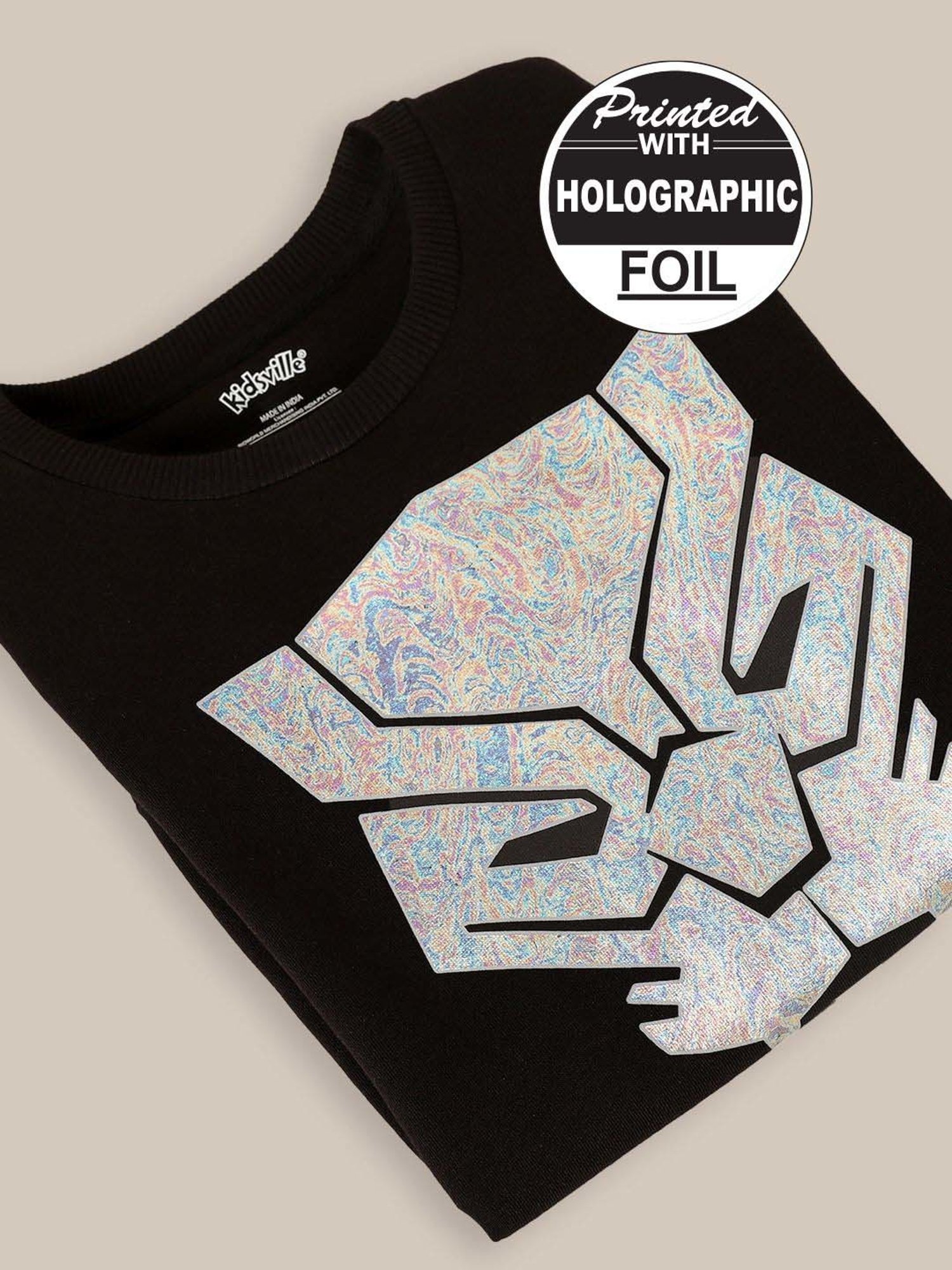 Kidsville Black Cotton Printed Full Sleeves Sweatshirt