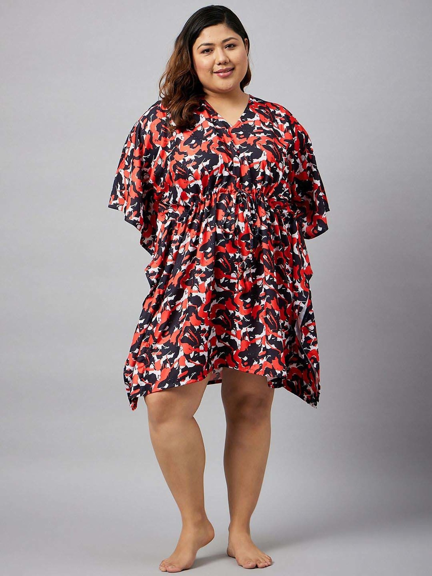 Secrets By ZeroKaata Red Printed Kaftan