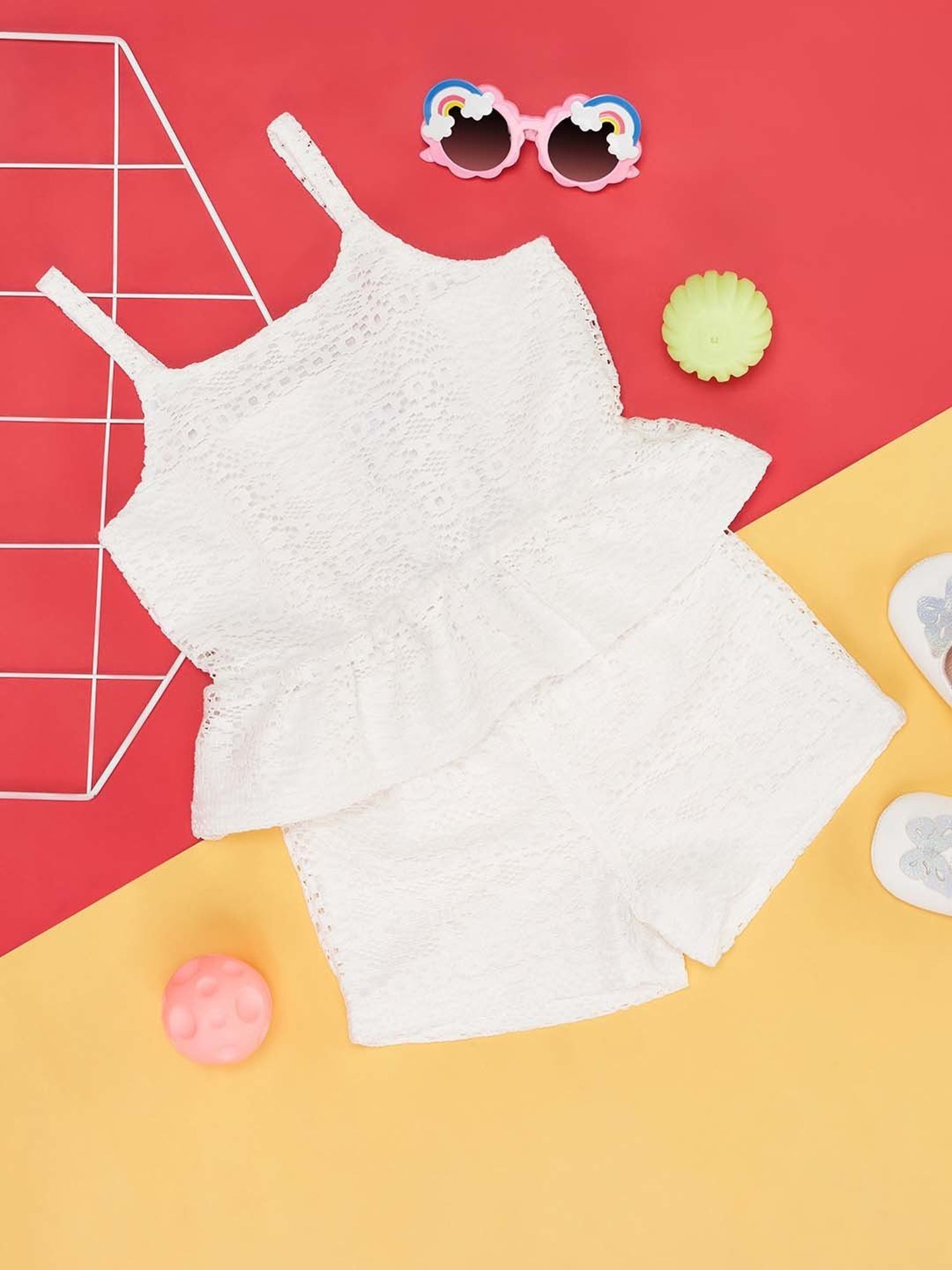 Akkriti by Pantaloons Kids Red & Cream Embroidered Kurta Set