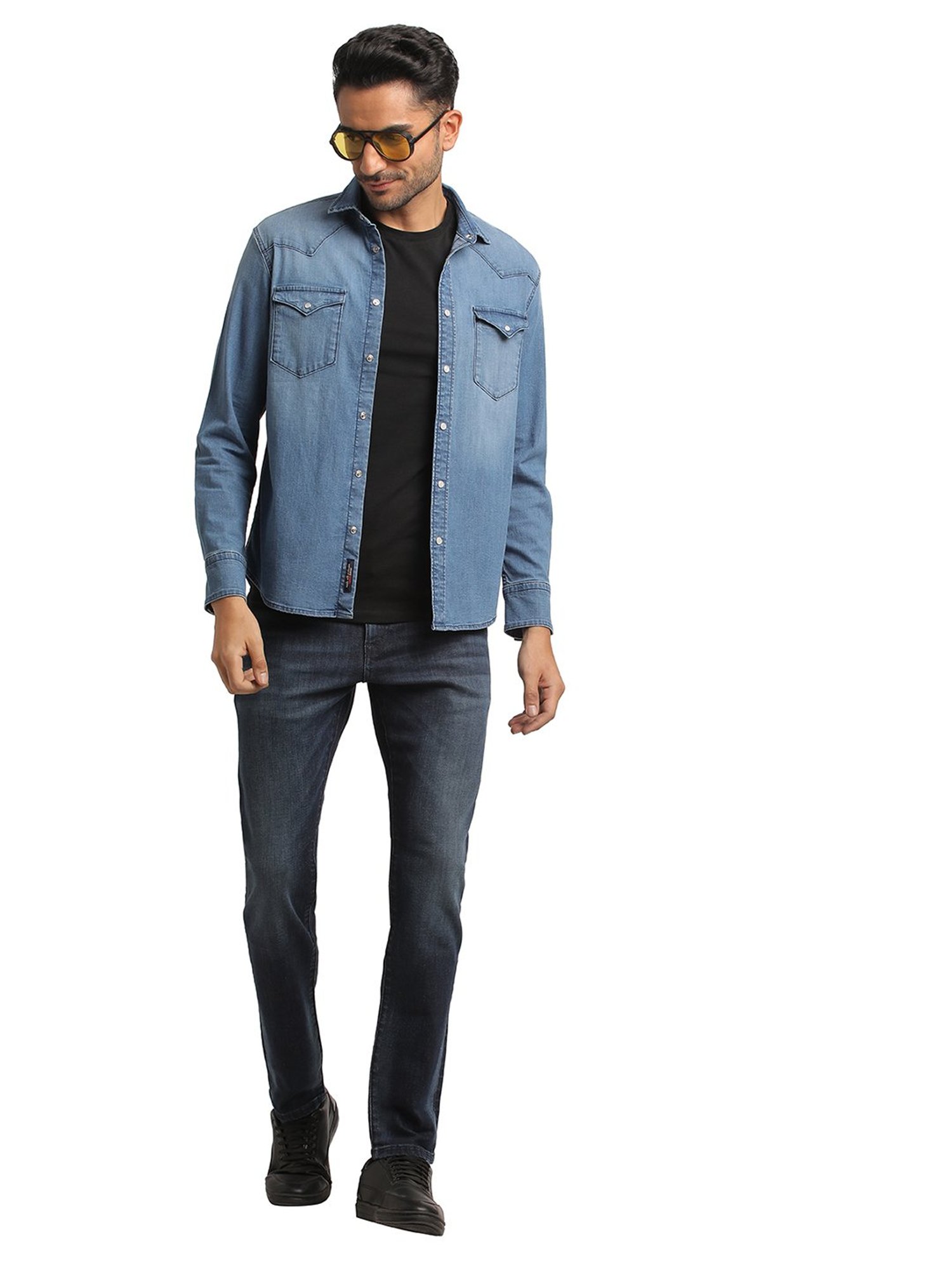 EVERBLUE Light Blue Regular Fit Shirt