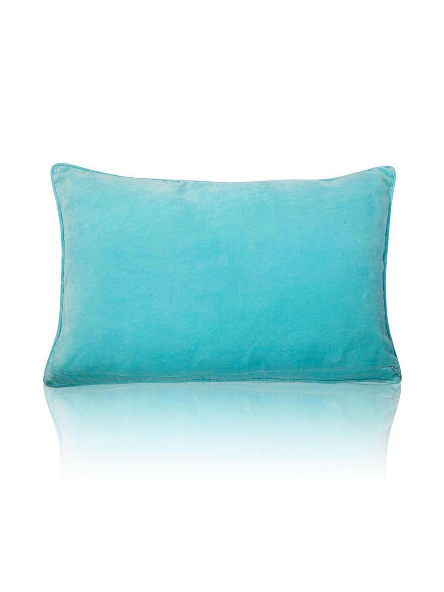 Home4U Jemma Blue & Gold Cotton Slub Cushion Cover - Set of 1