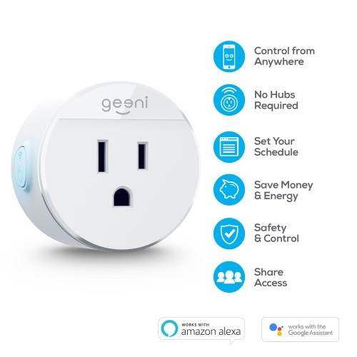 Geeni Spot Wi-Fi Smart Plug / Amazon Alexa / Google Assistant / Microsoft Cortana Compatible / No Hub Required