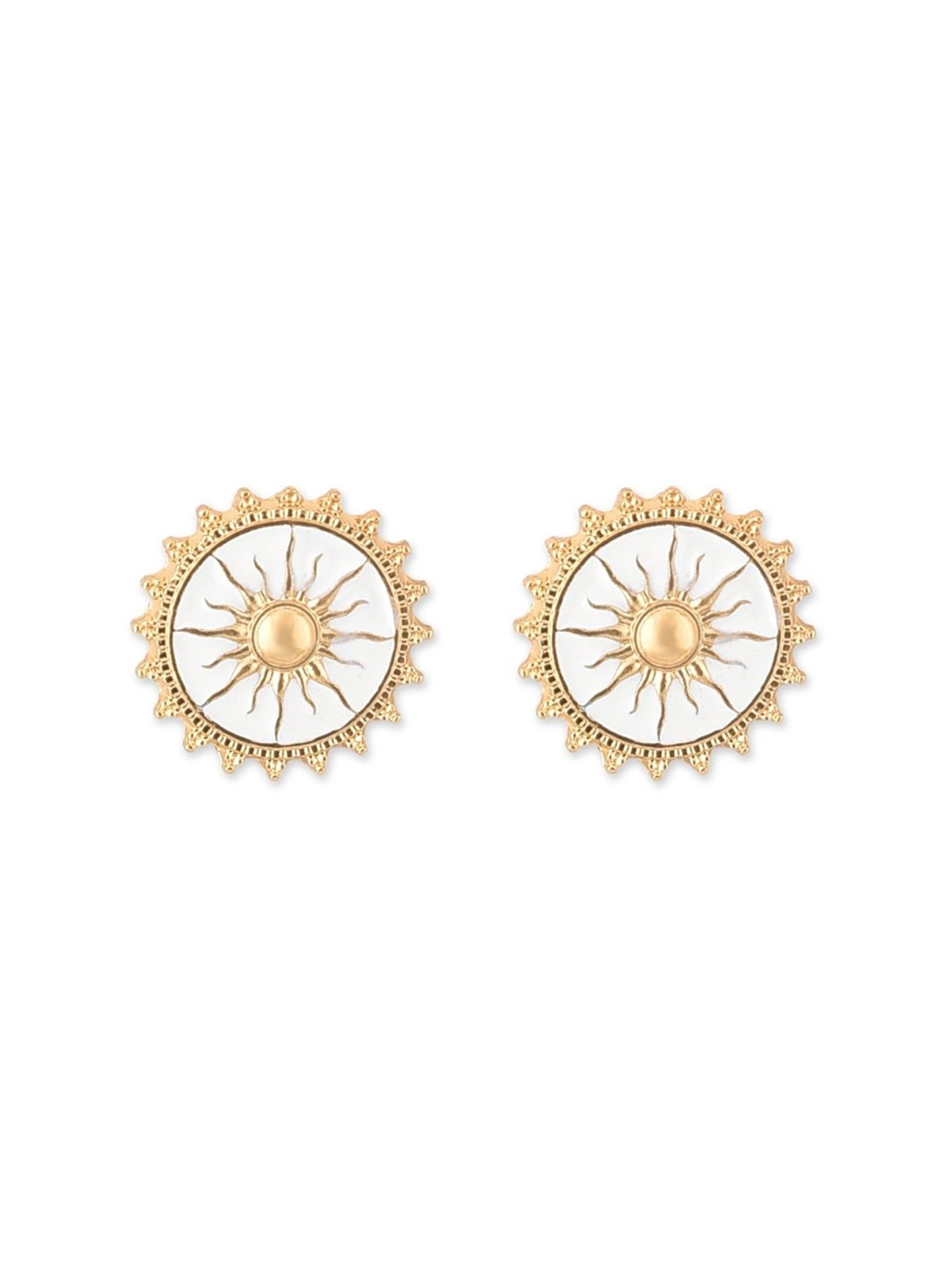 Zaveri Pearls White Enamel Contemporary Charm Necklace & Earring Set