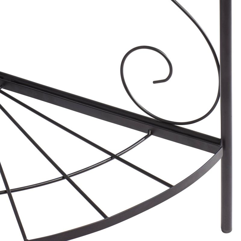 Teal Island Designs Aqua Mosaic 47" High Black Iron Three Shelf Plant Stand