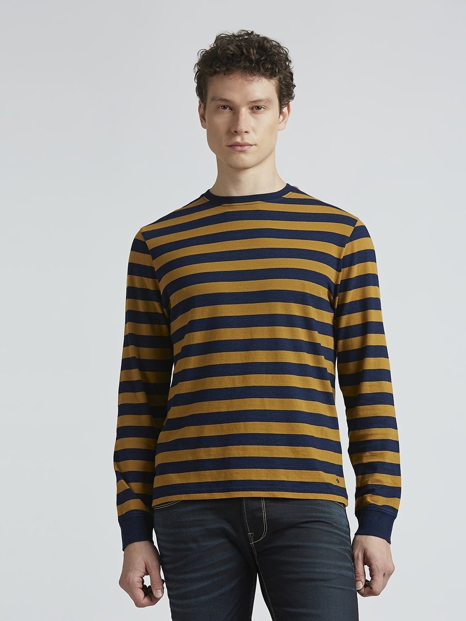 Pepe Jeans Brown Cotton Slim Fit Striped T-Shirt