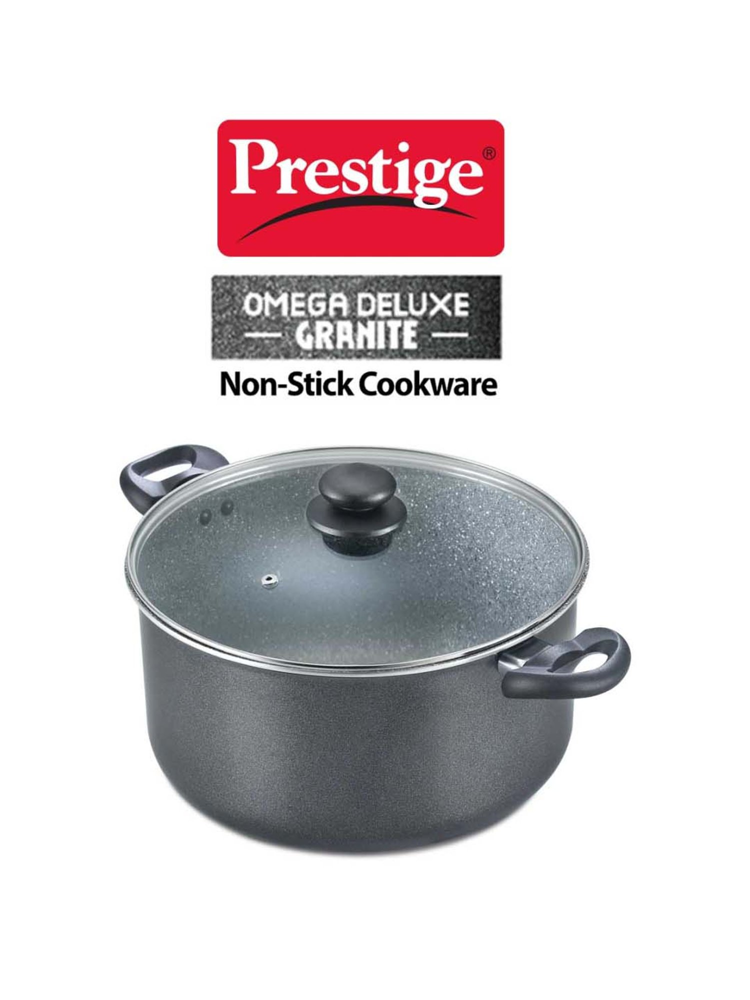 Prestige Omega Black Deluxe Granite 280 mm Stock Pot with Lid - Set of 1