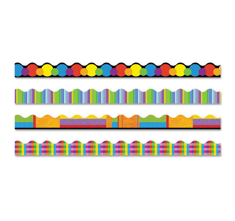 TREND ENTERPRISES, INC. Terrific Trimmers Border, 2 1/4 x 39" Panels, Color Collage Designs, 48/Set