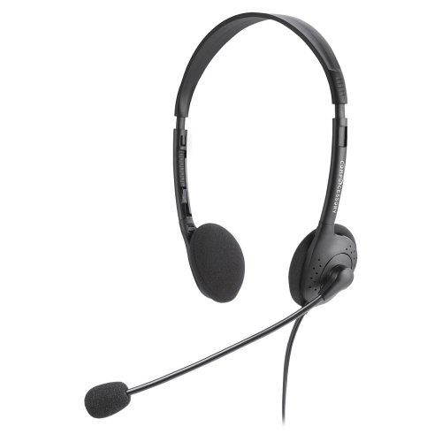 Compucessory CCS15154 Lightweight Stereo Headphones with Microphone  71 in. Cord  BK