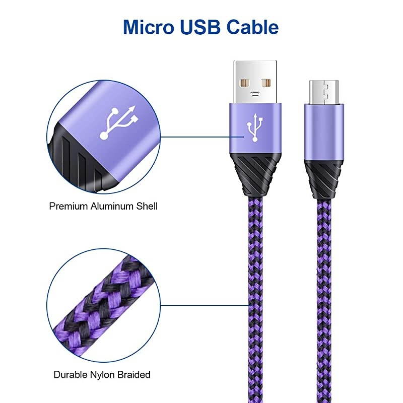 Plug Charging Block Dual USB Wall with 2 Pack Micro USB Cable Android Cord Compatible for Samsung Galaxy J7V J8 J7 CrownPrimeStarSky ProRefine S7 S6 PlusEdgeActive