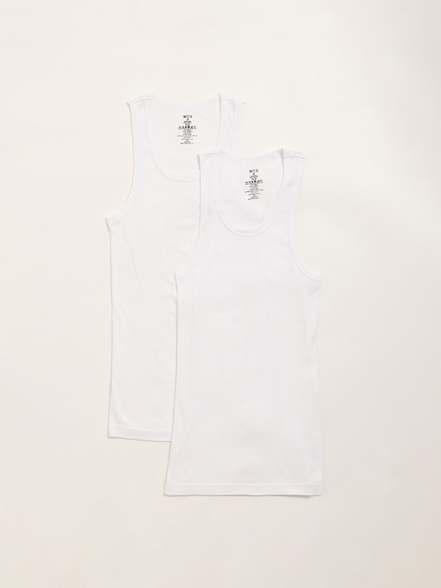 WES Lounge by Westside White Sleeveless Vests - Pack of 2